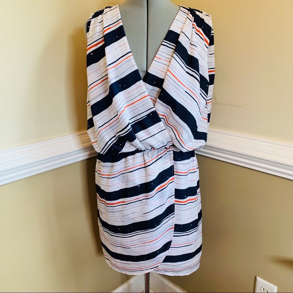 BCBGeneration Striped Casual Sleeveless Dress Med